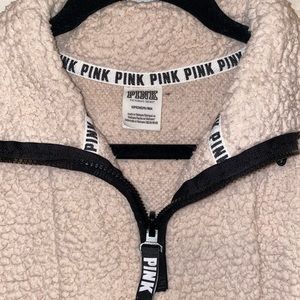 PINK Quarter Zip Cotton Fleece